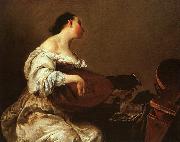 Woman Playing a Lute Giuseppe Maria Crespi